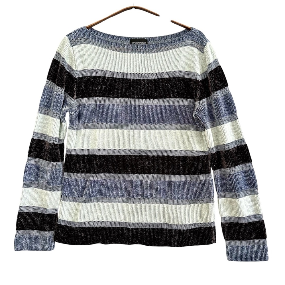 Emporio Armani Women’s Sweater Stripes Soft Knit Pullover Size 10